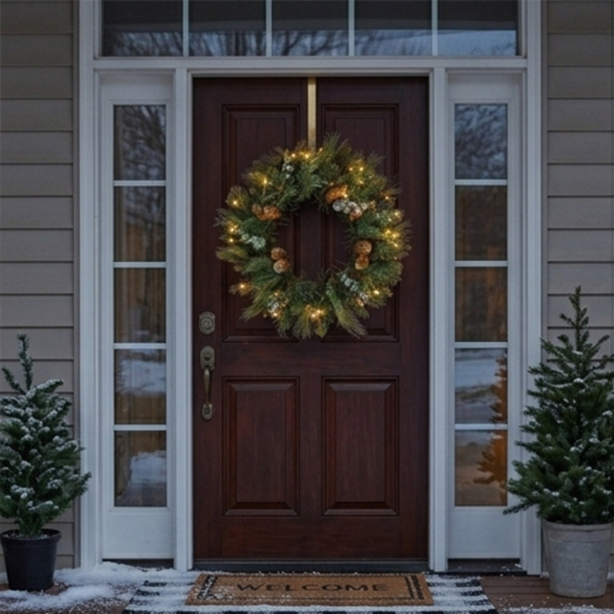 30IN Pre Lit Snowy Morgan Spruce Wreath with Smart Twinkly LED Lights
