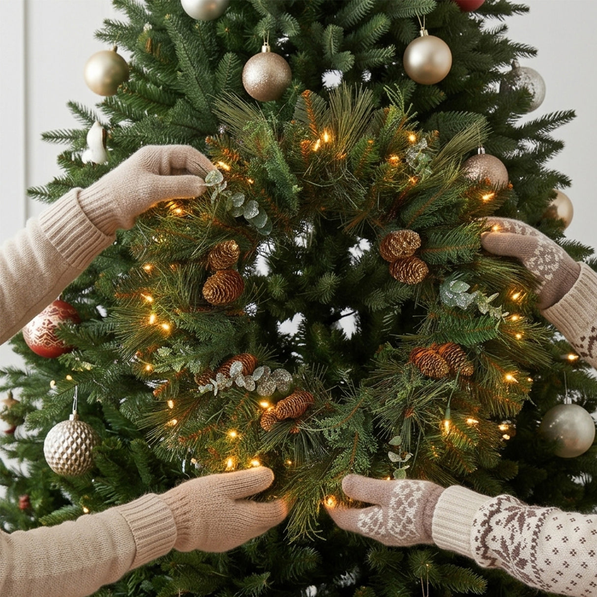 Pre-Lit North Conway Wreath with Warm White LED Lights, 24 Inch