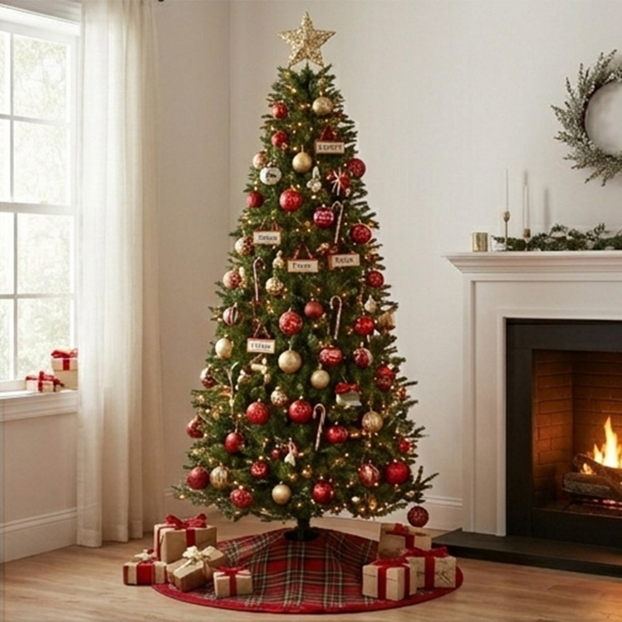 9ft Pre-Lit Tiffany Fir Slim Christmas Tree with Clear Lights & Feel Real® Tips