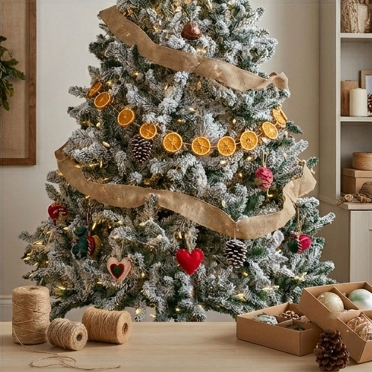 9ft Pre-Lit Snowy Hudson Flocked Christmas Tree with Warm White LED Lights