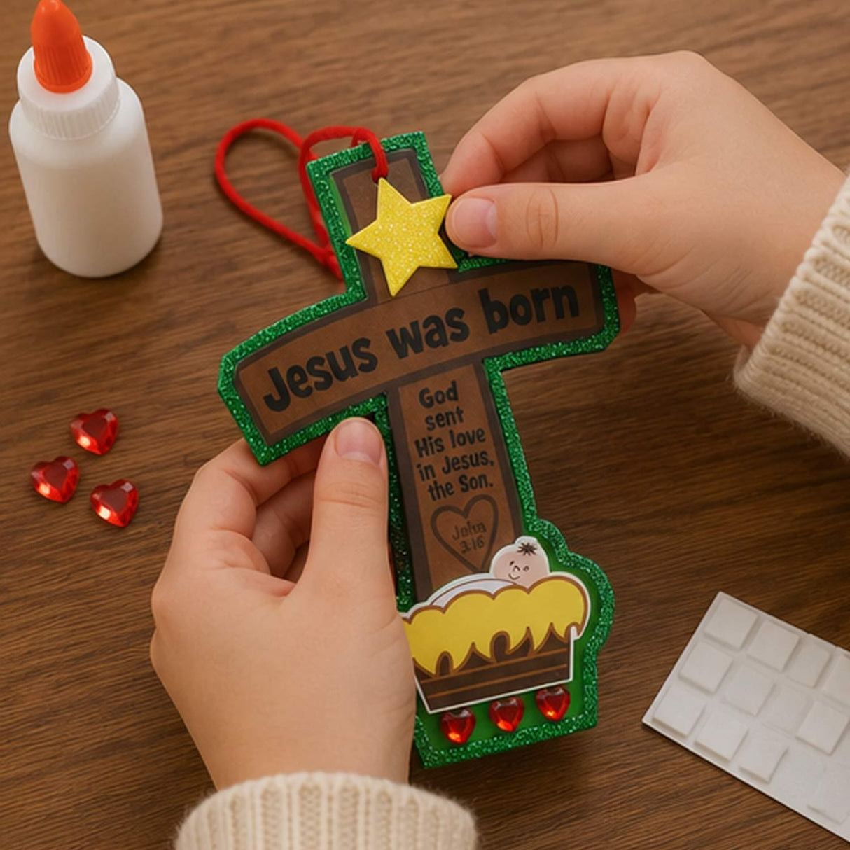 Jesus Was Born Christmas Ornament Craft Kit Makes 12