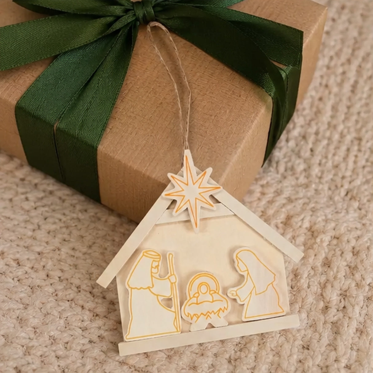 DIY Unfinished Wood Nativity Christmas Ornaments 12 Pc Craft Set