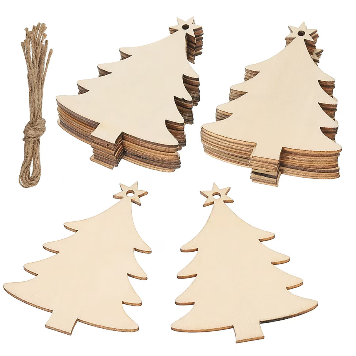 Wooden Tree Shape Hanging Ornaments DIY Craft Set 20 Pc