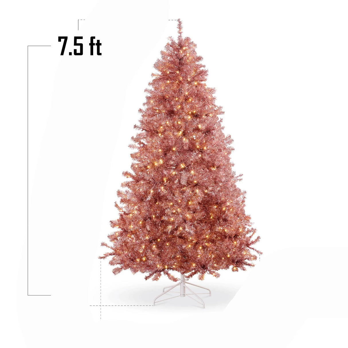 Prelit Pink Artificial Tinsel Christmas Tree with Foldable Stand