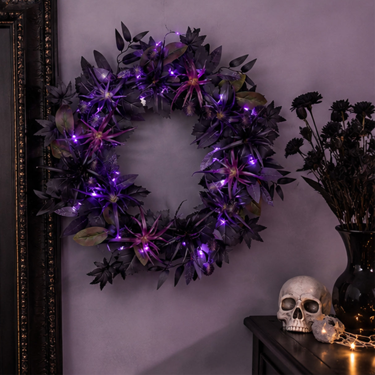 24 in. Halloween “Scare in the Air” Wreath with LED Lights