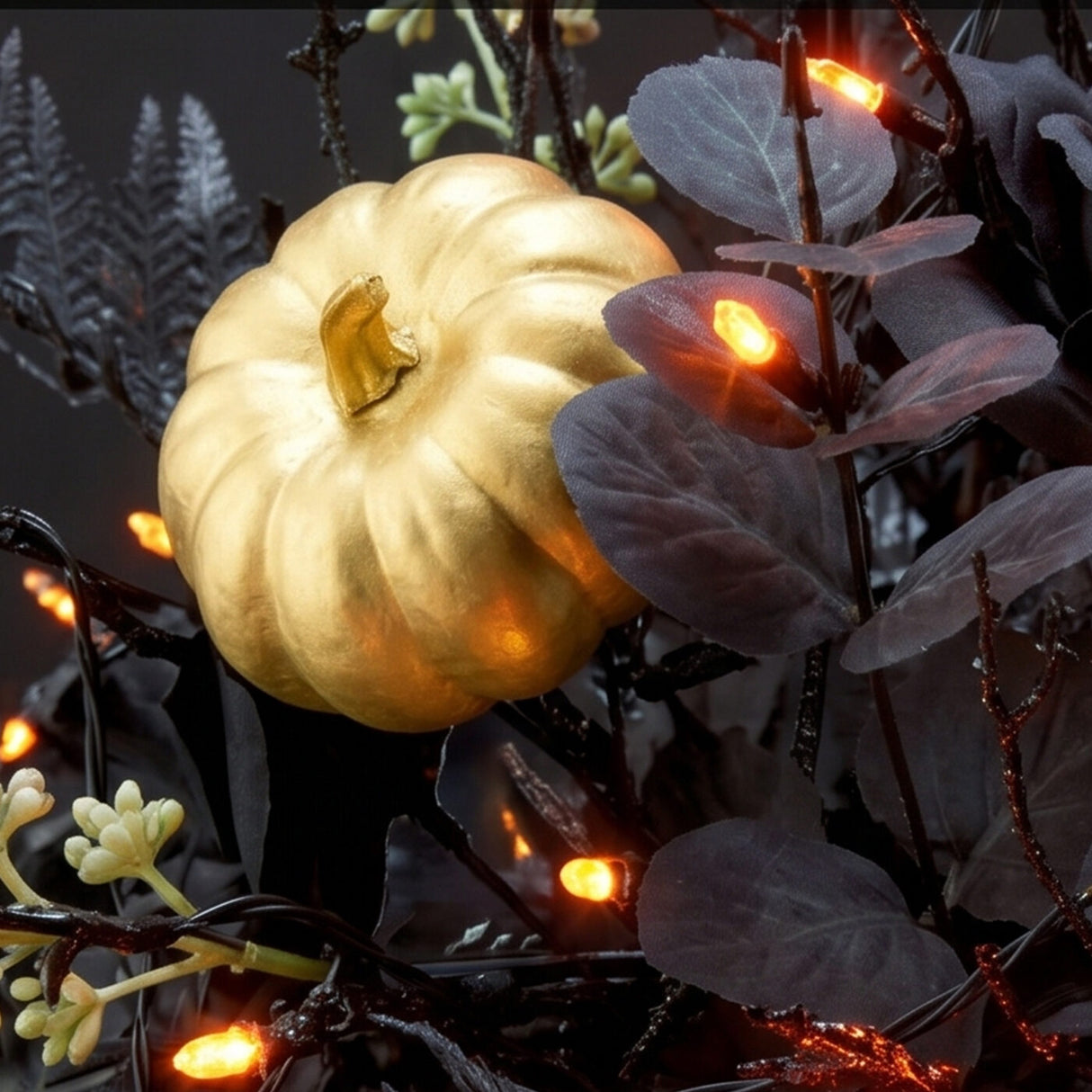 16 in Black Gold Chic Eek Halloween LED Centerpiece Decor