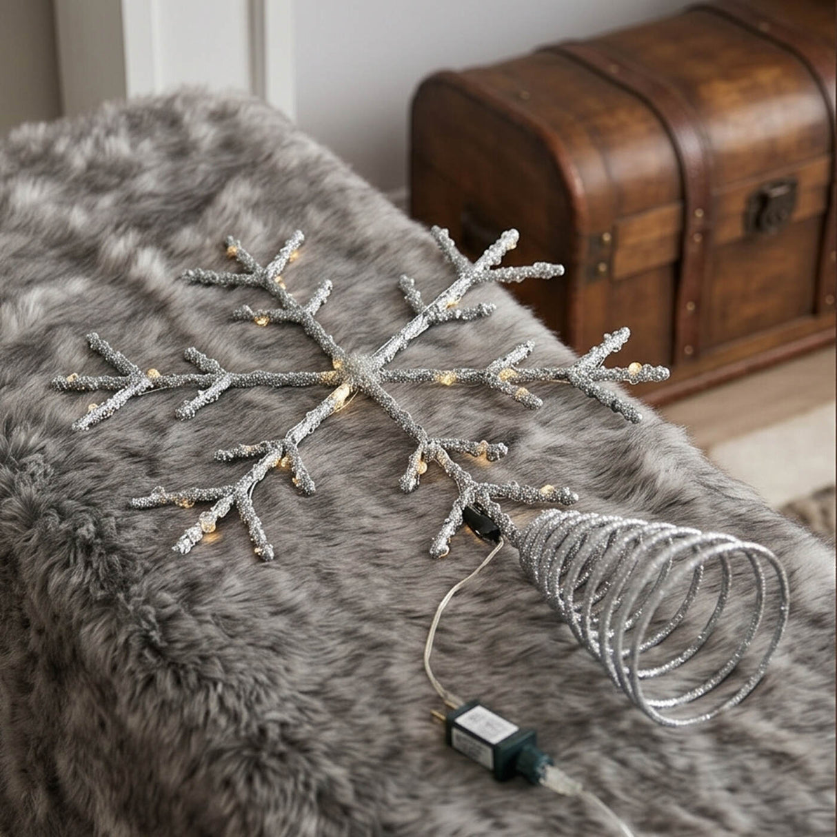 14.5IN Snowflake Tree Topper with Dual Color Lights