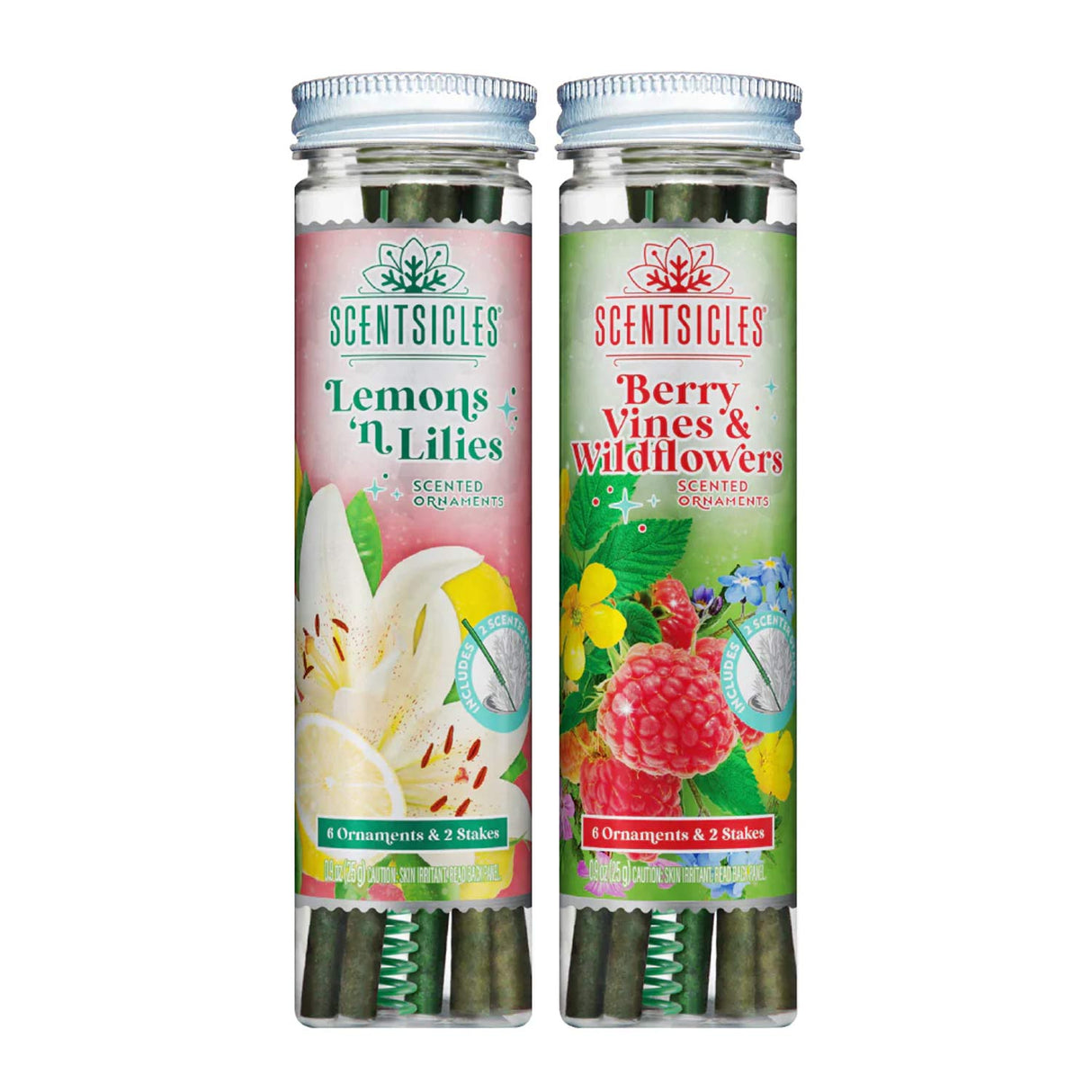 Scentsicles ,1 Lemon 'n Lilies/ 1 Berryvines Wildflowers Scented Sticks With Stakes