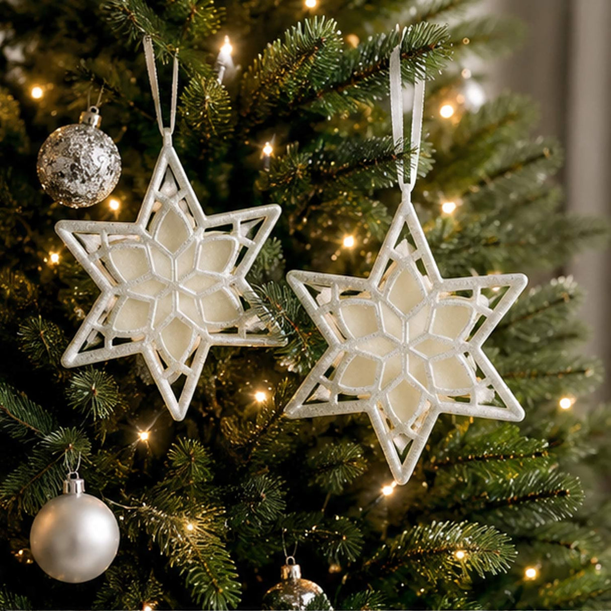 Pack of 2 Scentsicles, Scented Star Ornament, White Winter Fir