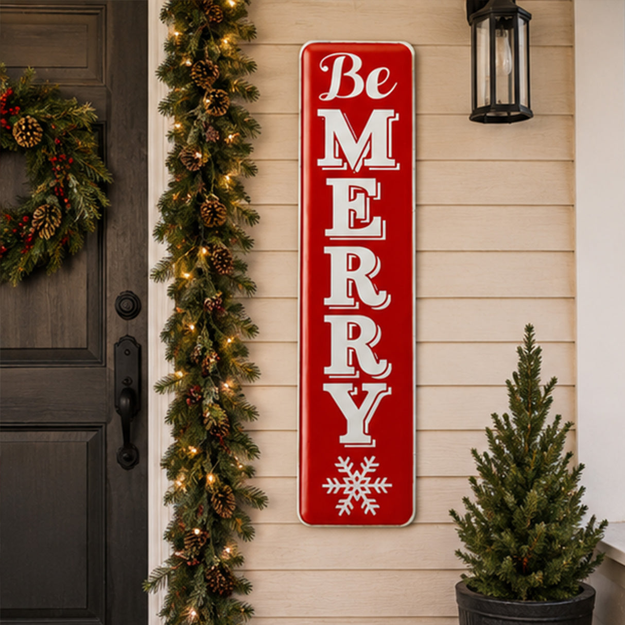 31IN Be Merry Metal Holiday Wall Sign Vertical Decor