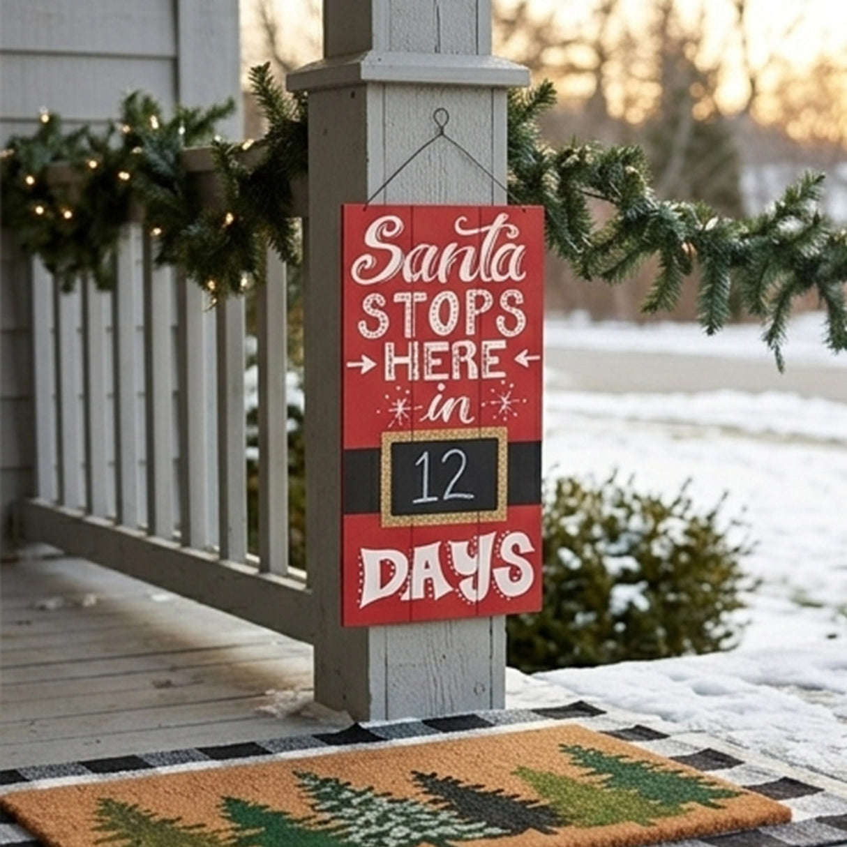 22IN Santa Countdown Chalkboard Christmas Wall Art Sign