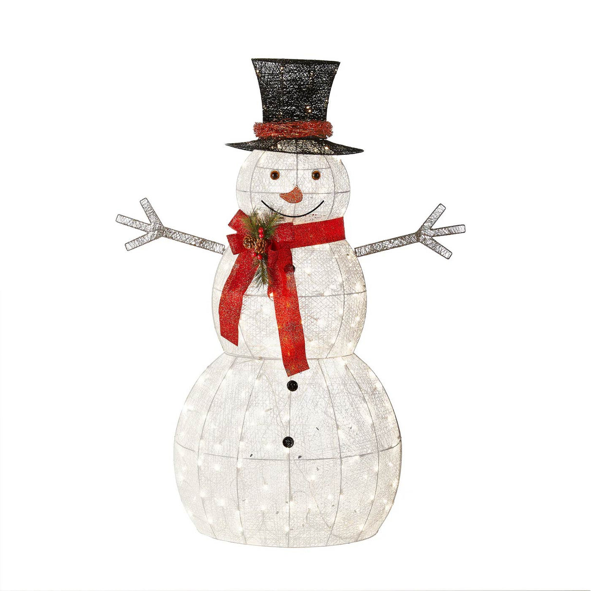 60IN Pre Lit Snowman Decoration with Warm White LED Lights