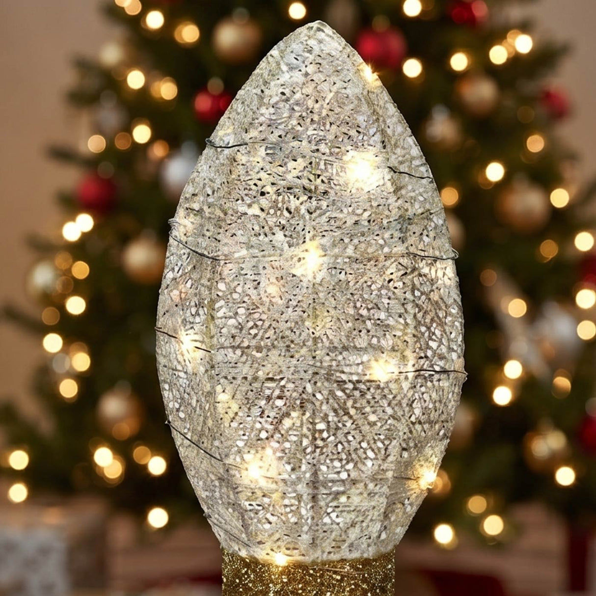 20IN Pre Lit White Christmas Light Bulb LED Decoration