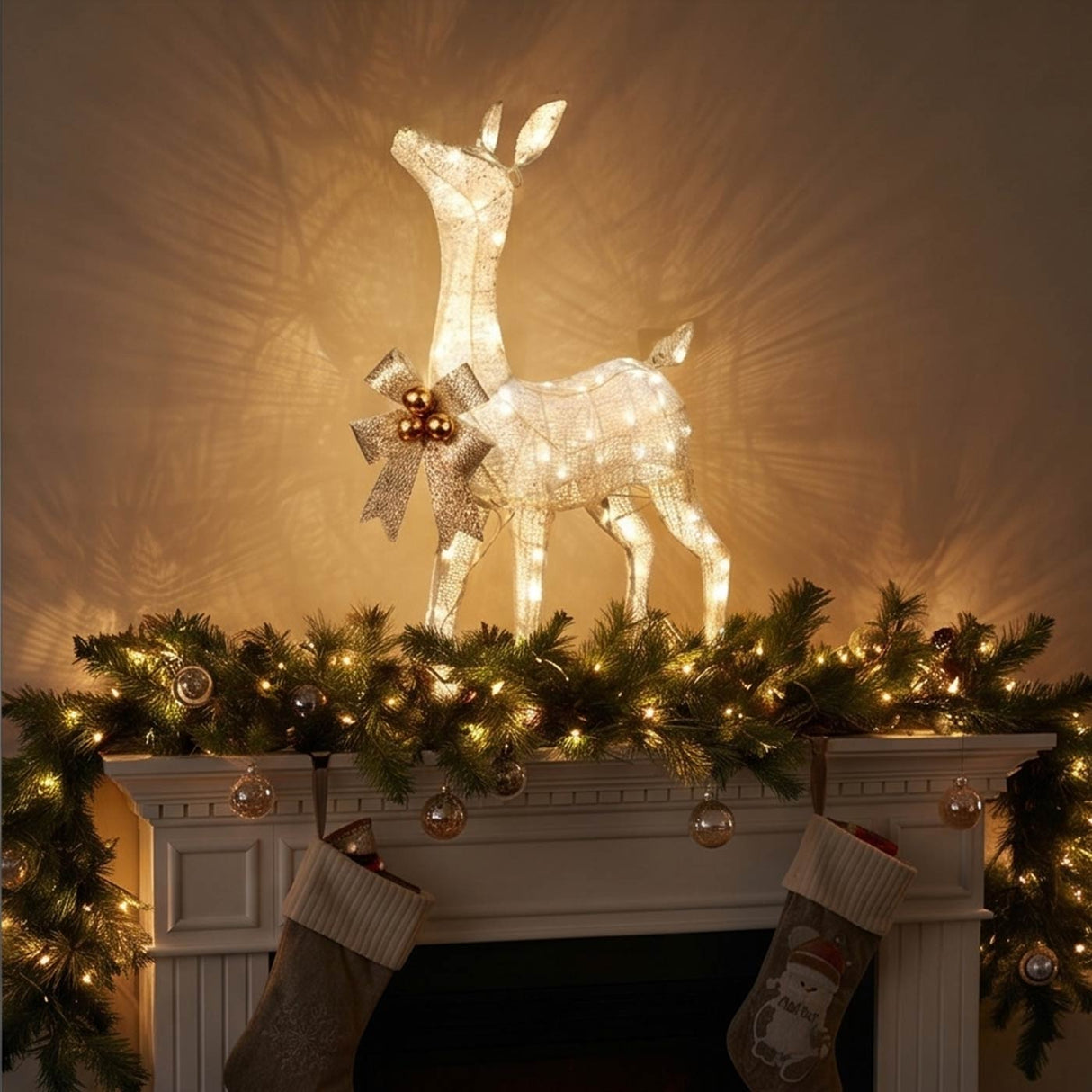 36 in. Pre-Lit Glittered Fawn Plug-In