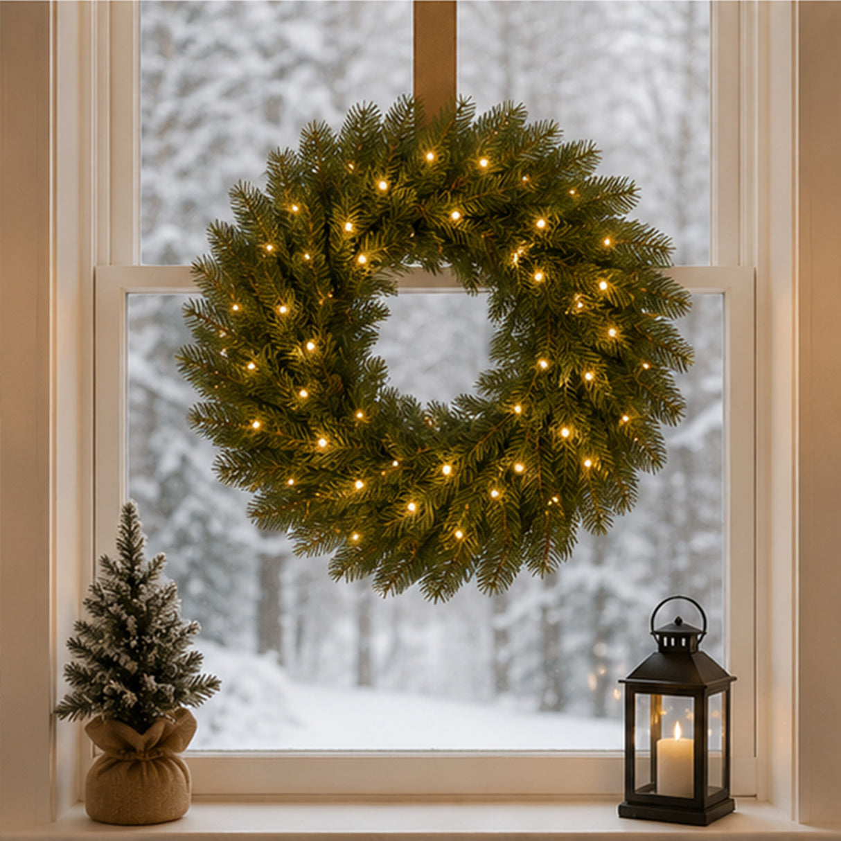 Pre-Lit 24 in. Norwood Fir Christmas Wreath with Twinkly Smart LED Lights