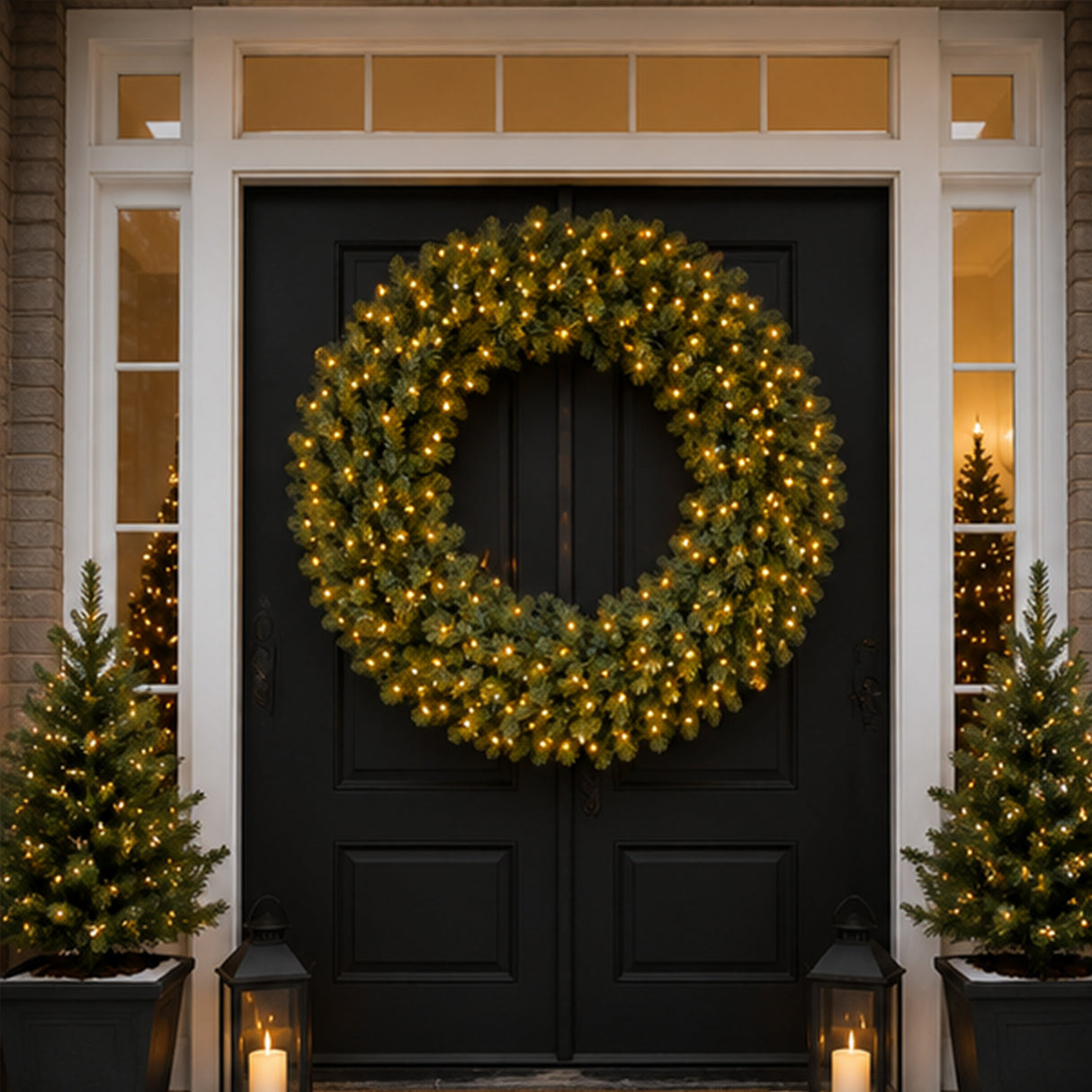 42IN Pre Lit Norwood Fir Wreath with Warm White LED Lights