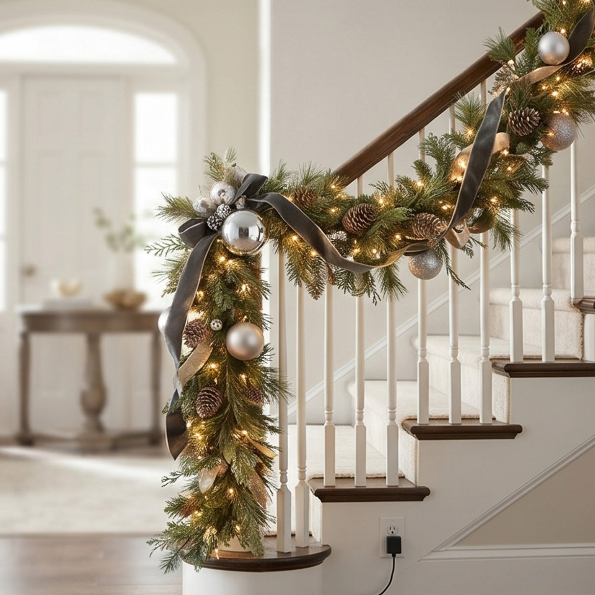 9FT Pre-Lit North Conway Garland with LED Lights