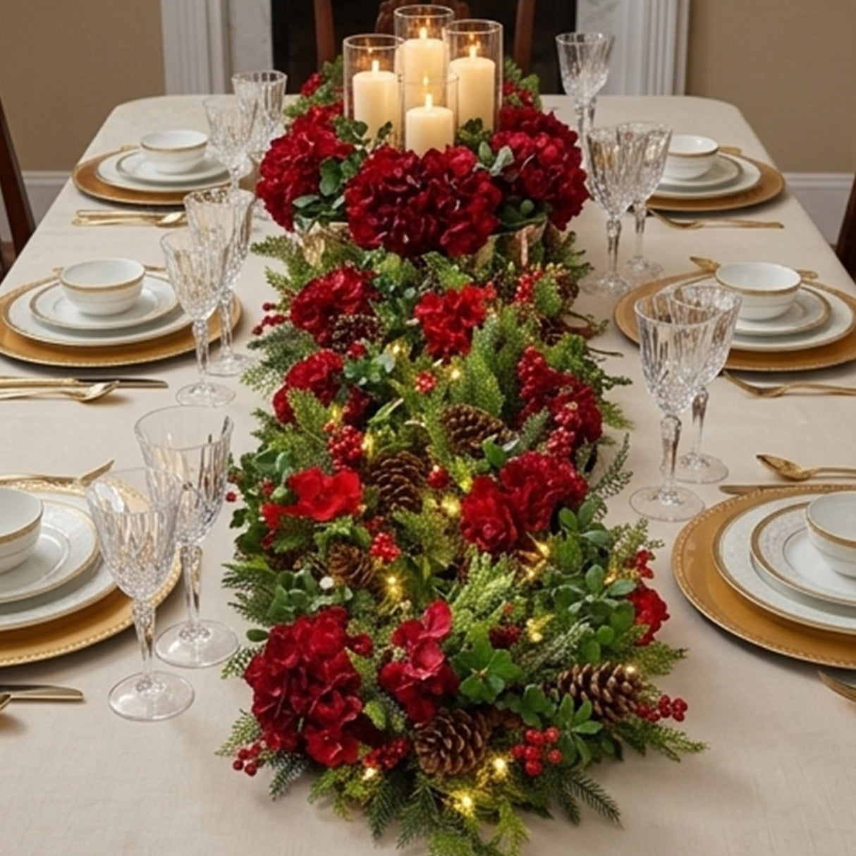 Pre-Lit Vienna Waltz Decorated Garland with Warm White LED Lights, 9 Foot