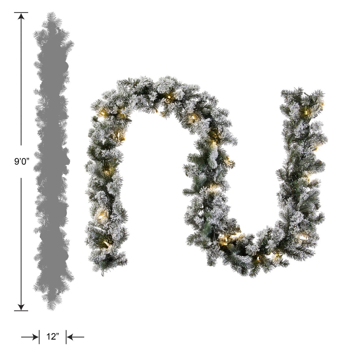 Pre-Lit Snowy Camden Garland with Clear Lights, 9 Foot