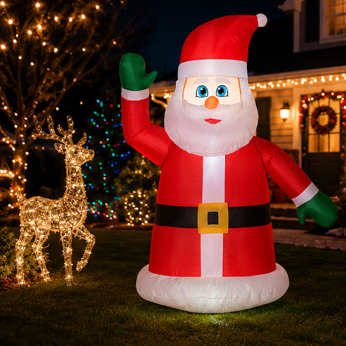 Inflatable Santa Car Buddy LED Light Outdoor Decoration