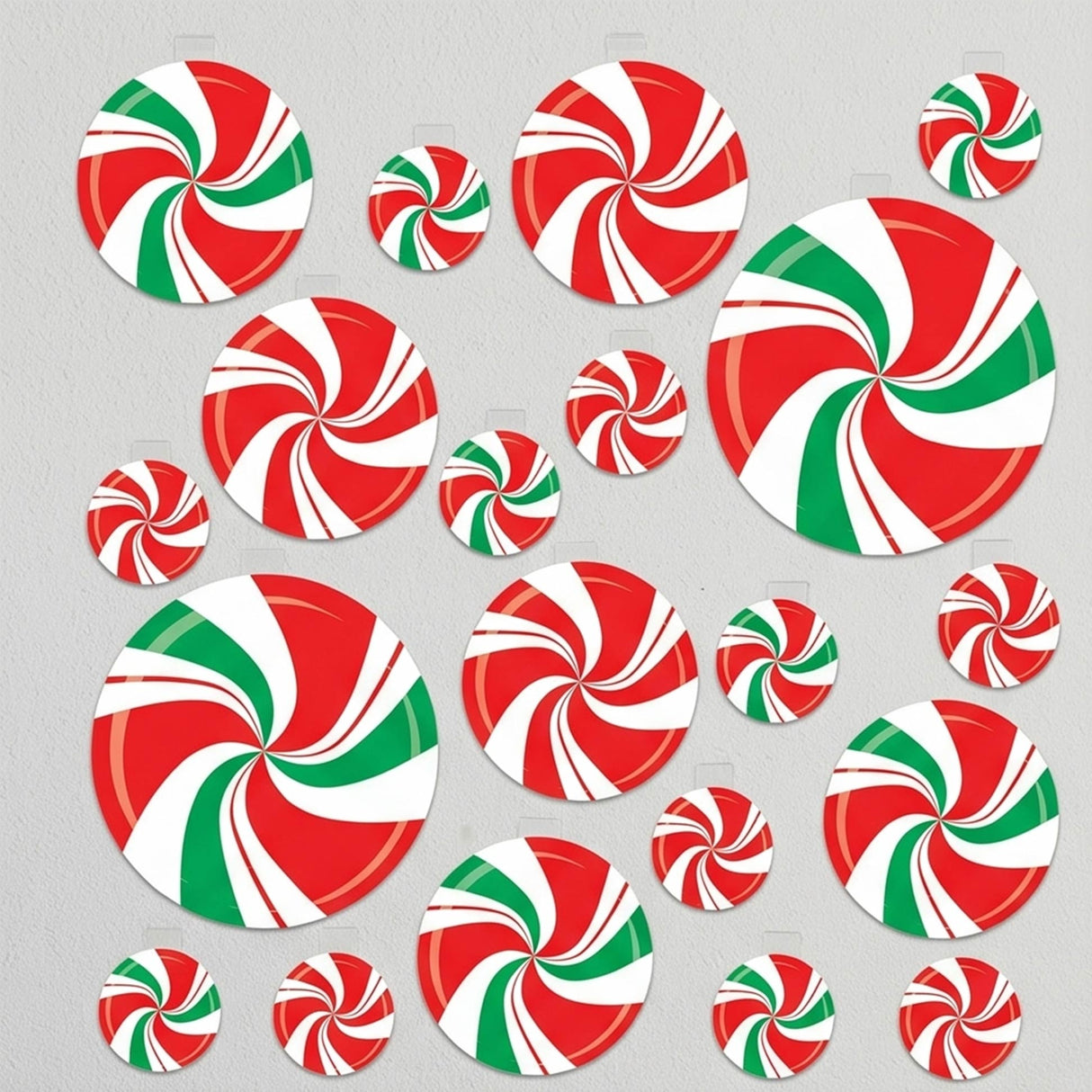 Christmas Peppermint Cutouts Wall Decorations Assorted Sizes 20 Pc