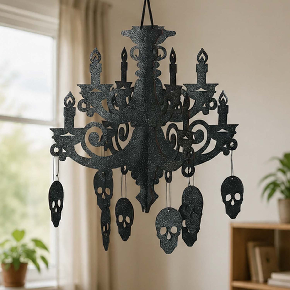 17" Spooky Floral Chandelier Halloween Hanging Ceiling Decoration