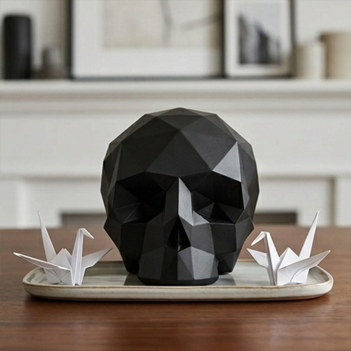 6IN Black Origami Skull Halloween Tabletop Decoration