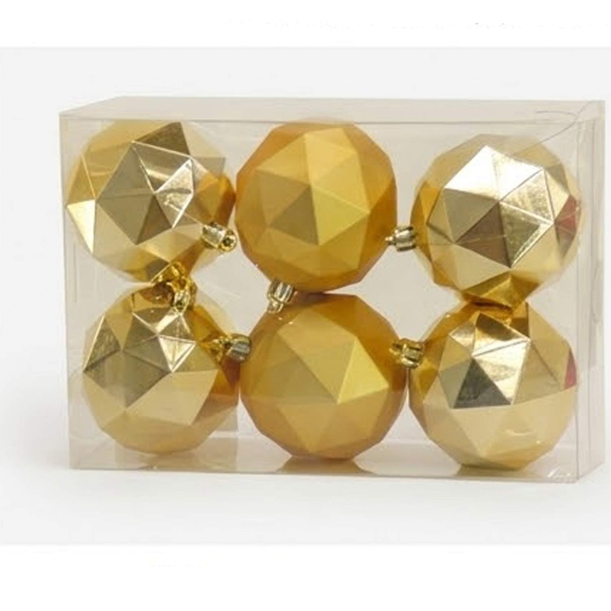 6-Piece Shatterproof Gold Geometric Ball Ornaments