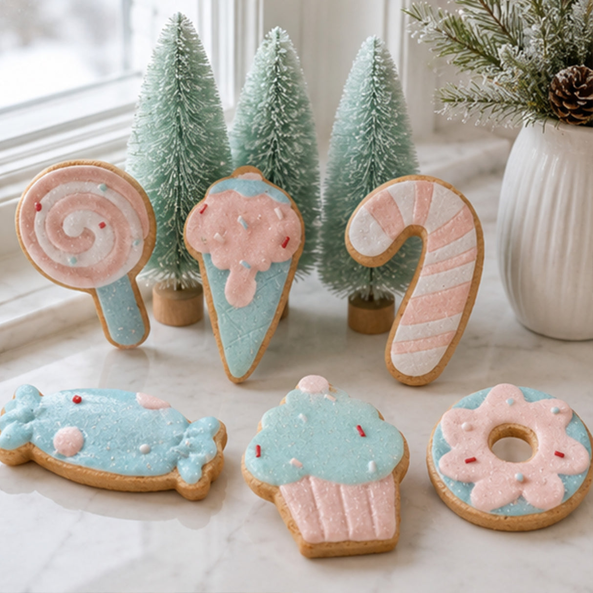 6-Piece Gingerbread Cookie Table Ornaments Set