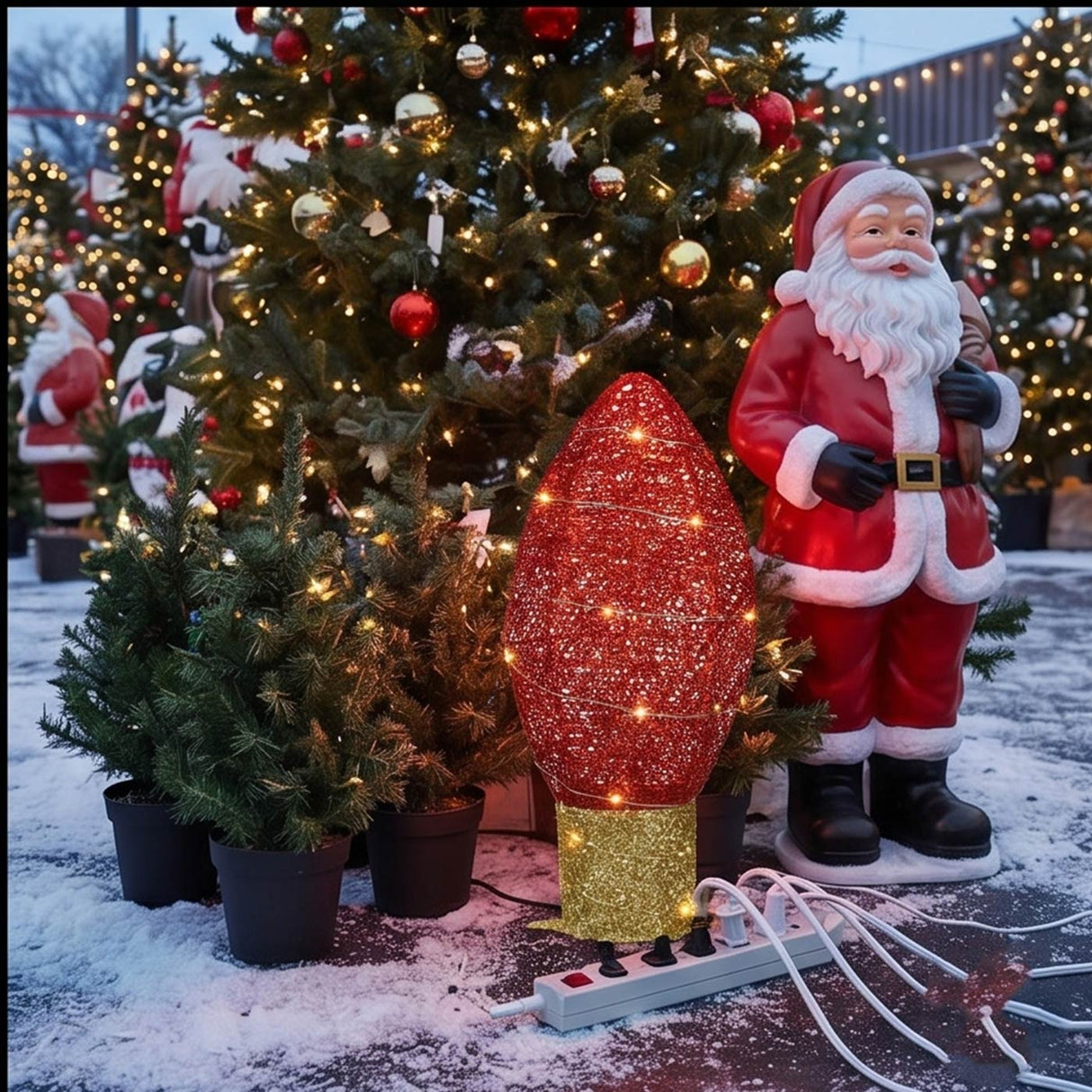 20IN Pre Lit Red Christmas Light Bulb LED Decoration