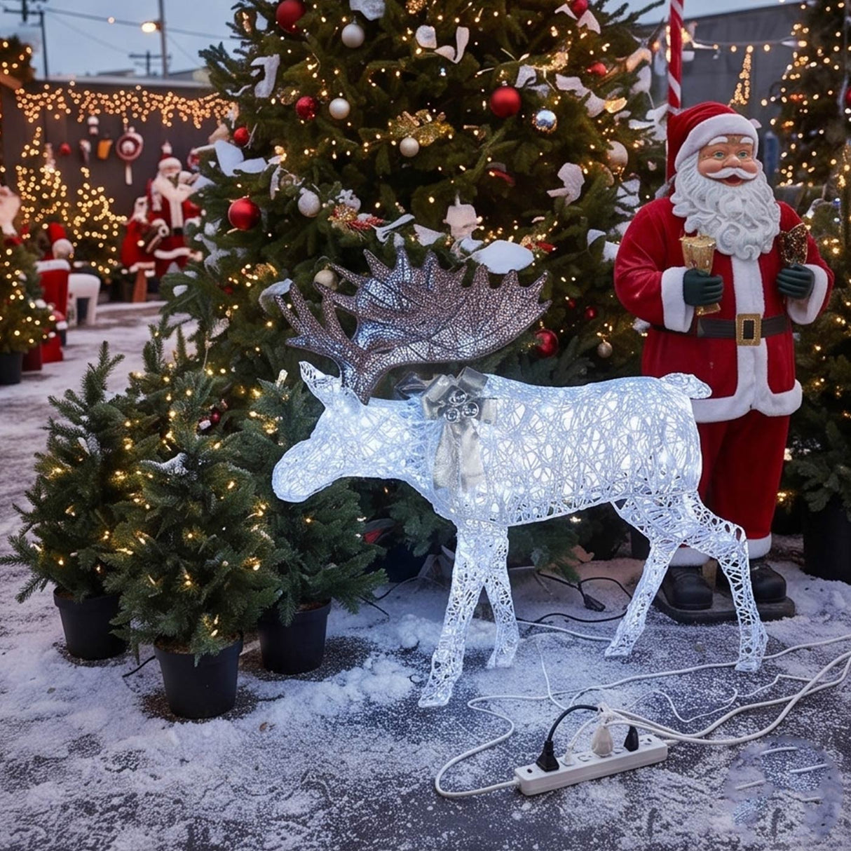 50IN Pre Lit Moose Decoration with Cool White LED Lights