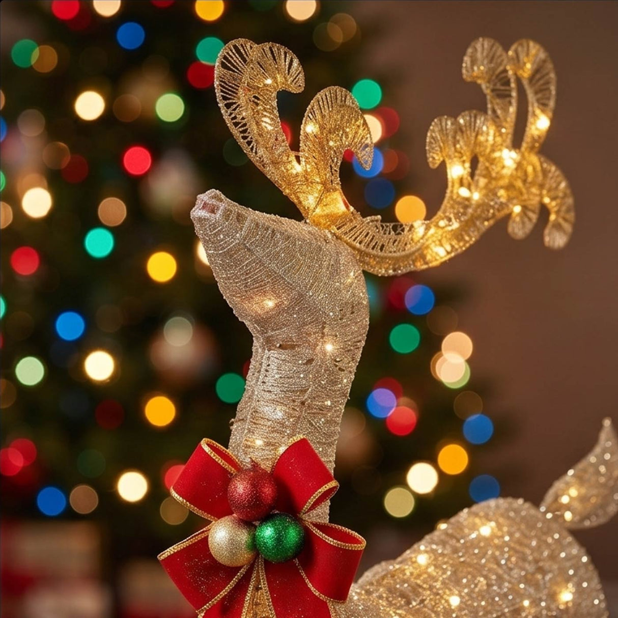 48IN Champagne Reindeer with Warm White LED Lights