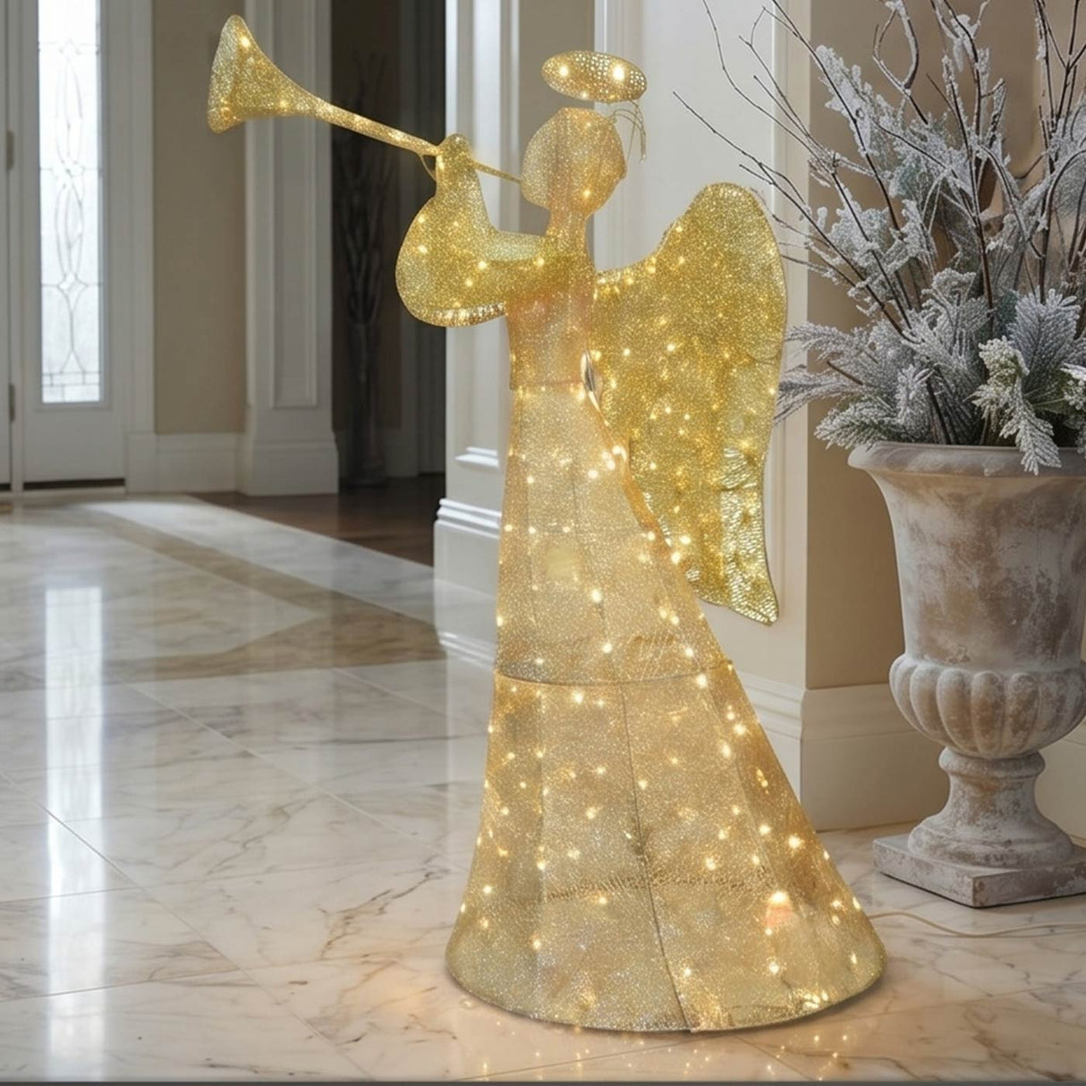 60 Inc Champange Angle Decoration With White LED Lights