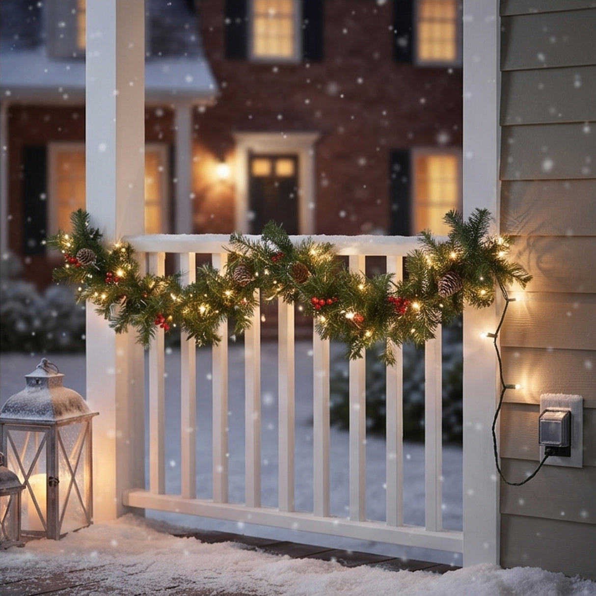 9FT Pre-Lit Glittery Mountain Spruce Garland with Clear Lights