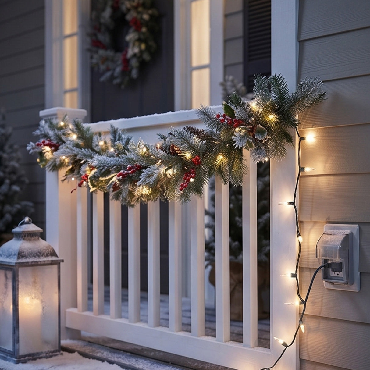 9FT Pre-Lit Classical Collection Garland with Clear Lights & Holly Leaves