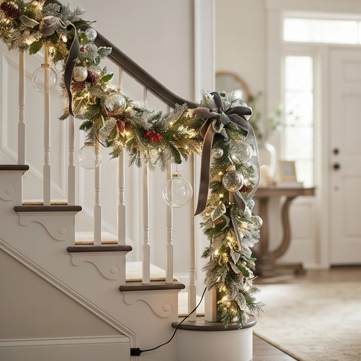 9FT Pre-Lit Holly Berry Garland & Wreath Set with LED Lights (3 Piece)