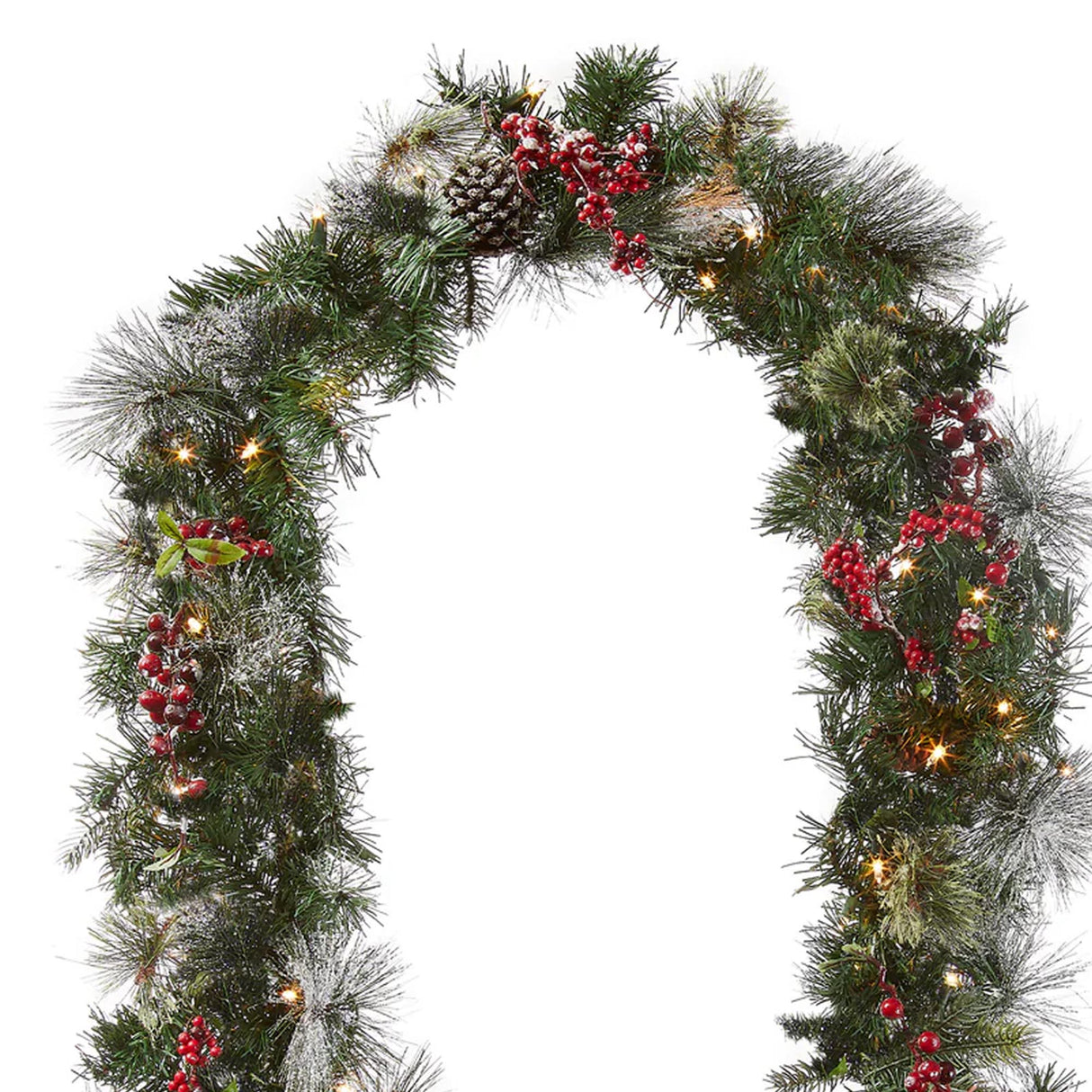 Pre-Lit Wintry Berry Garland with Clear Lights, 9 Foot (Plug-In)