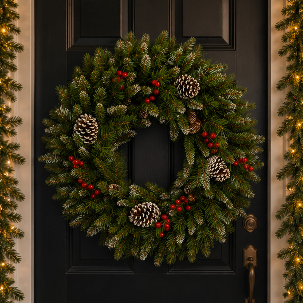Frosted Berry Wreath, 24 Inch Christmas Wreath (Unlit)