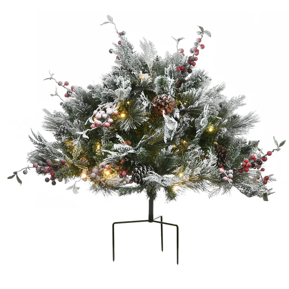 Pre-Lit Snowy Bedford Urn Filler with Warm White LED Lights, 22 Inch