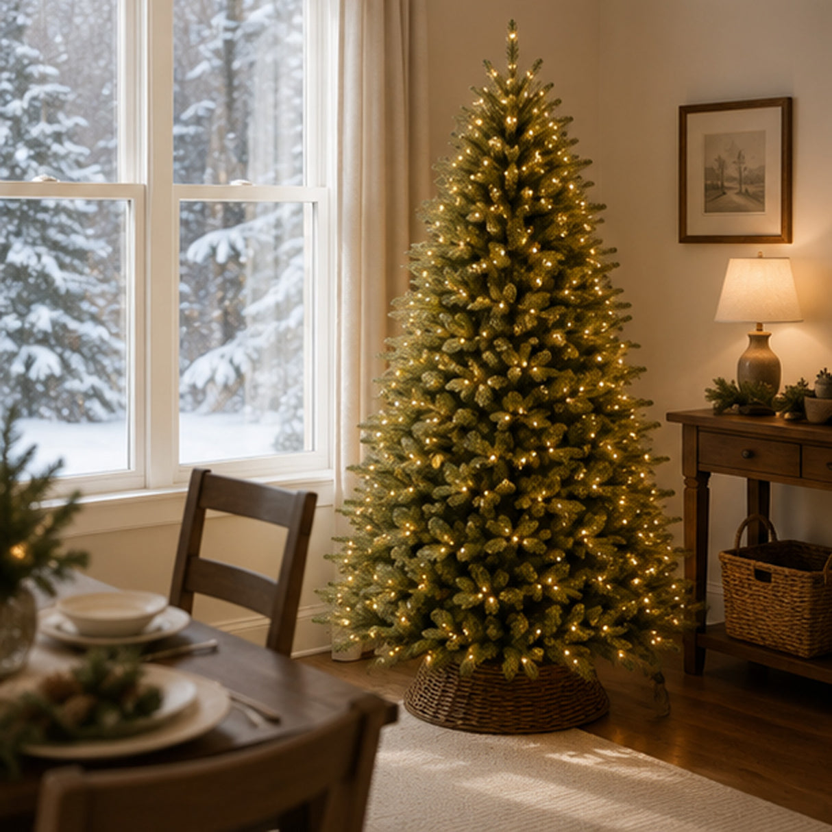 9ft Pre-Lit Dunhill Fir Christmas Tree with PowerConnect Clear Lights
