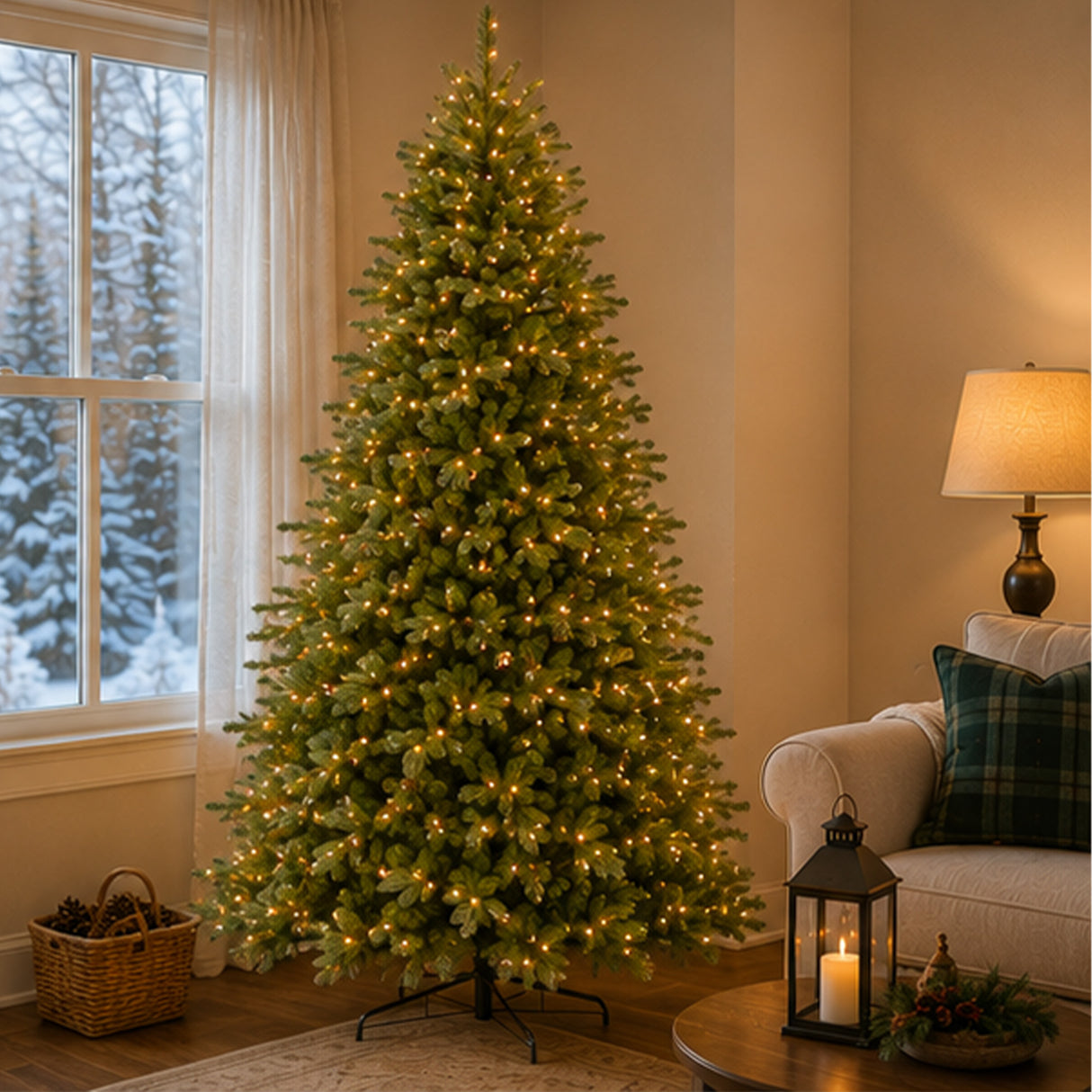 9ft Pre-Lit Princeton Fraser Fir Christmas Tree with Dual Color LED Lights & PowerConnect