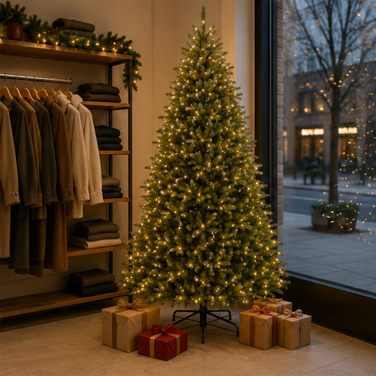 10ft Pre-Lit Dunhill Fir Artificial Christmas Tree with Dual Color LED Lights