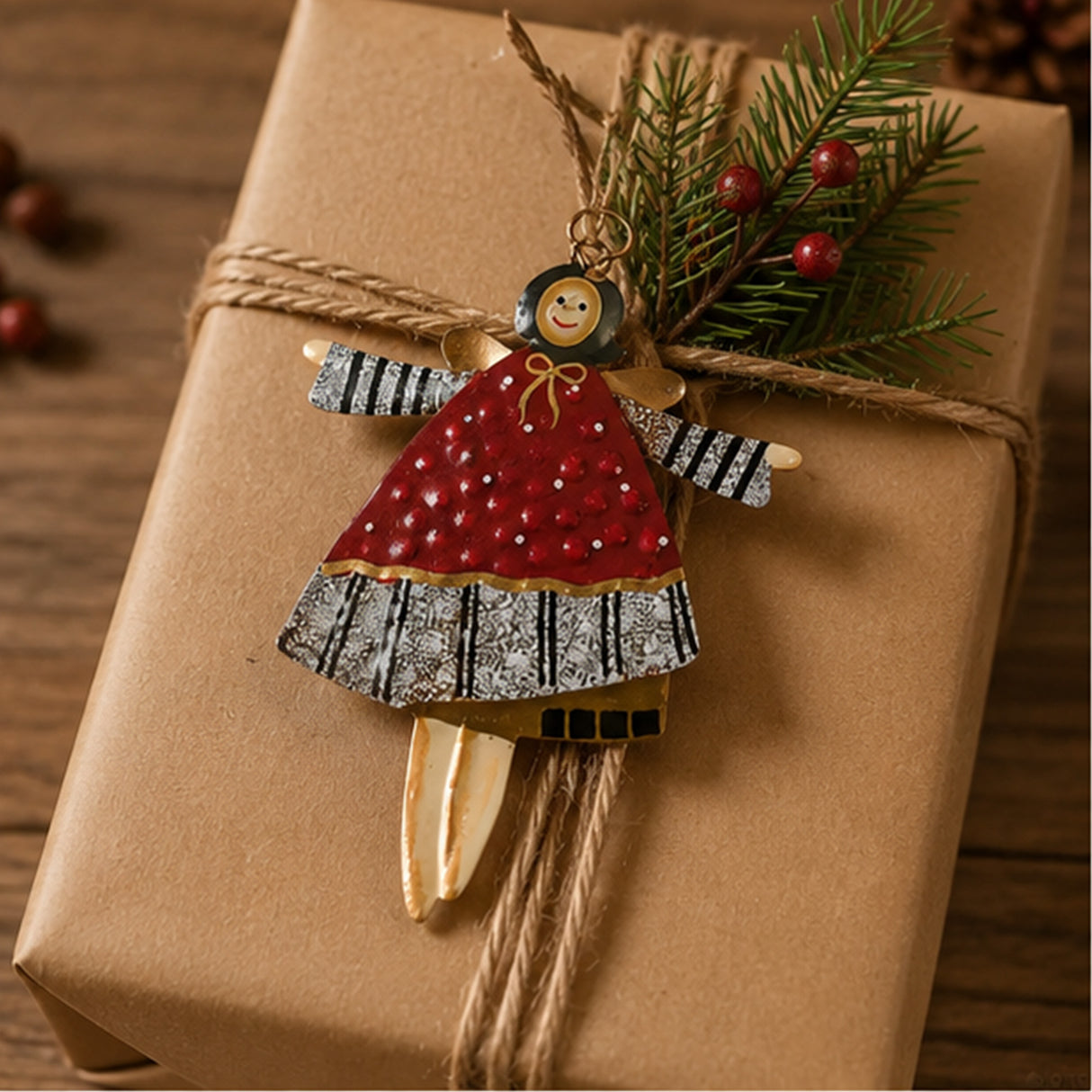 Dancing Angel Metal Christmas Ornaments 12 Pc Set