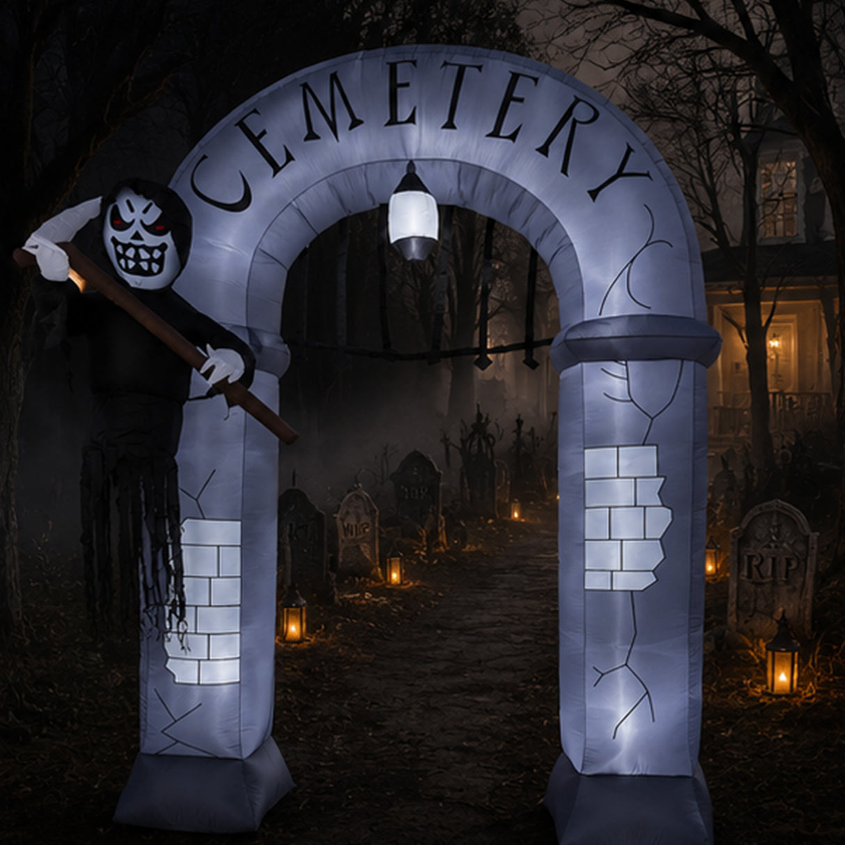 12 ft. Halloween Ghost Arch Inflatable Decoration with LED Lights, Plug-In