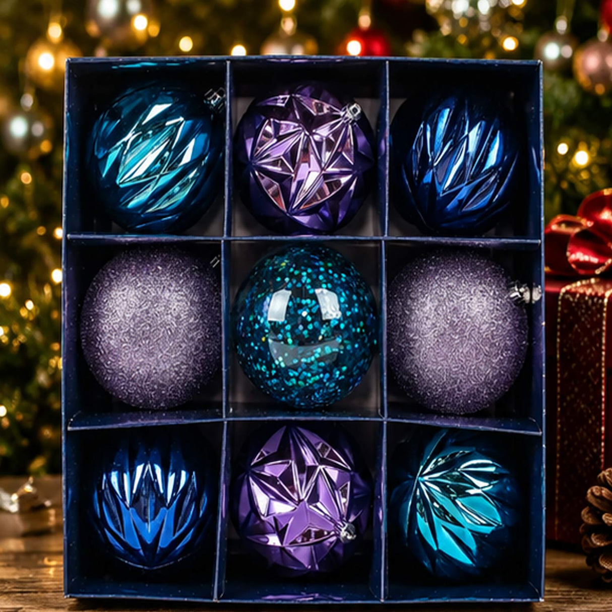 13 Inc. Blue Lavender Christmas Ball Decor Set