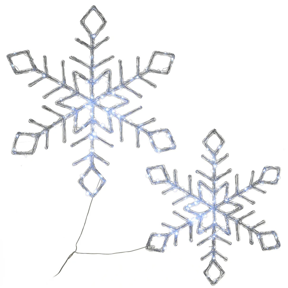 24IN Pre Lit Diamond Tip Snowflake with Cool White LED Lights