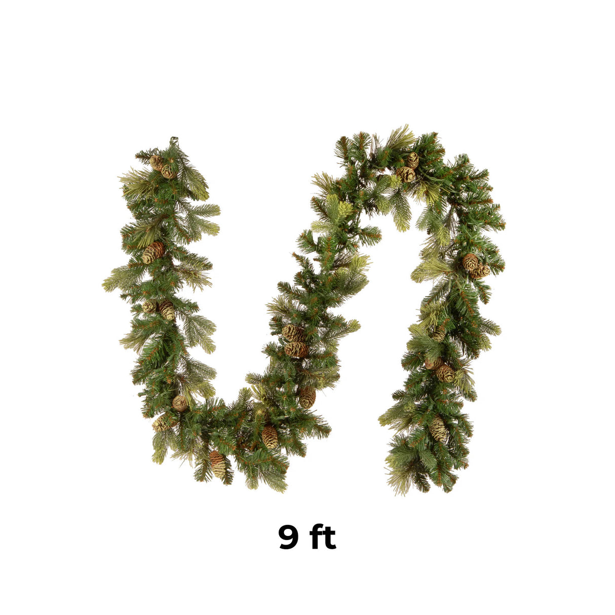 9FT Pre Lit Carolina Pine Garland with Clear Lights