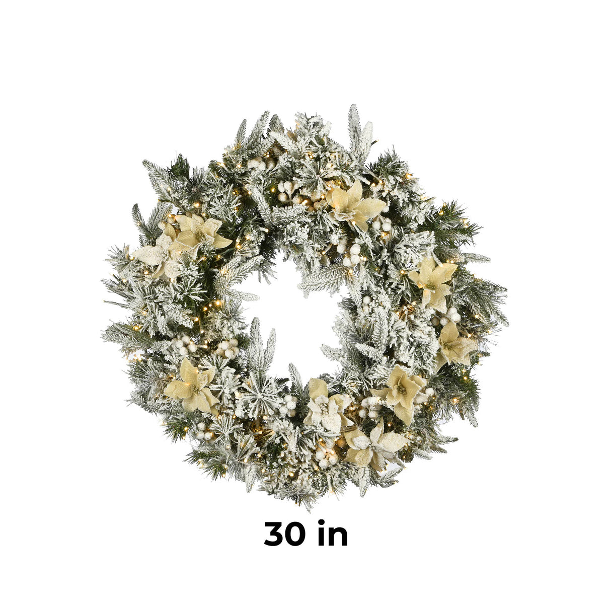 30IN Pre Lit Frosted Colonial Fir Wreath with Dual Color LED Lights