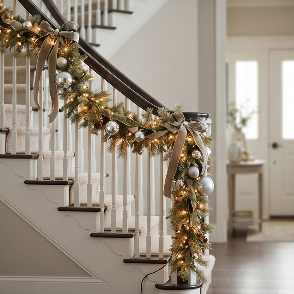 9FT Pre-Lit Glittery Gold Pine Garland with Clear Lights