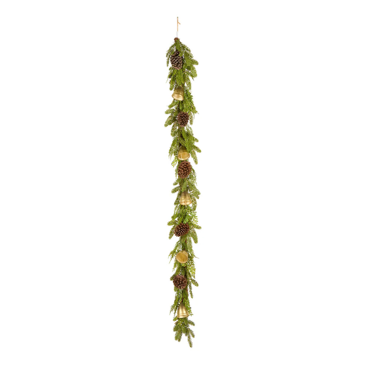 Christmas Bells Pine Garland, 6 Foot Decorative Holiday Garland
